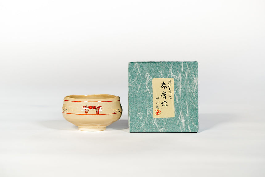 【赤膚焼窯元 大塩昭山】奈良絵抹茶茶碗「並形」