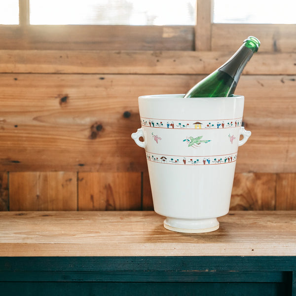 赤膚焼窯元 大塩昭山】奈良絵シャンパンクーラー｜【ならわし